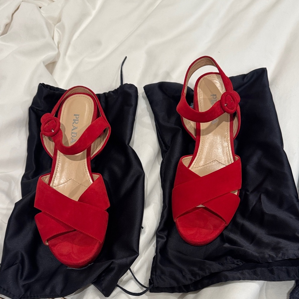 Prada Women's Vibrant Red Sandals